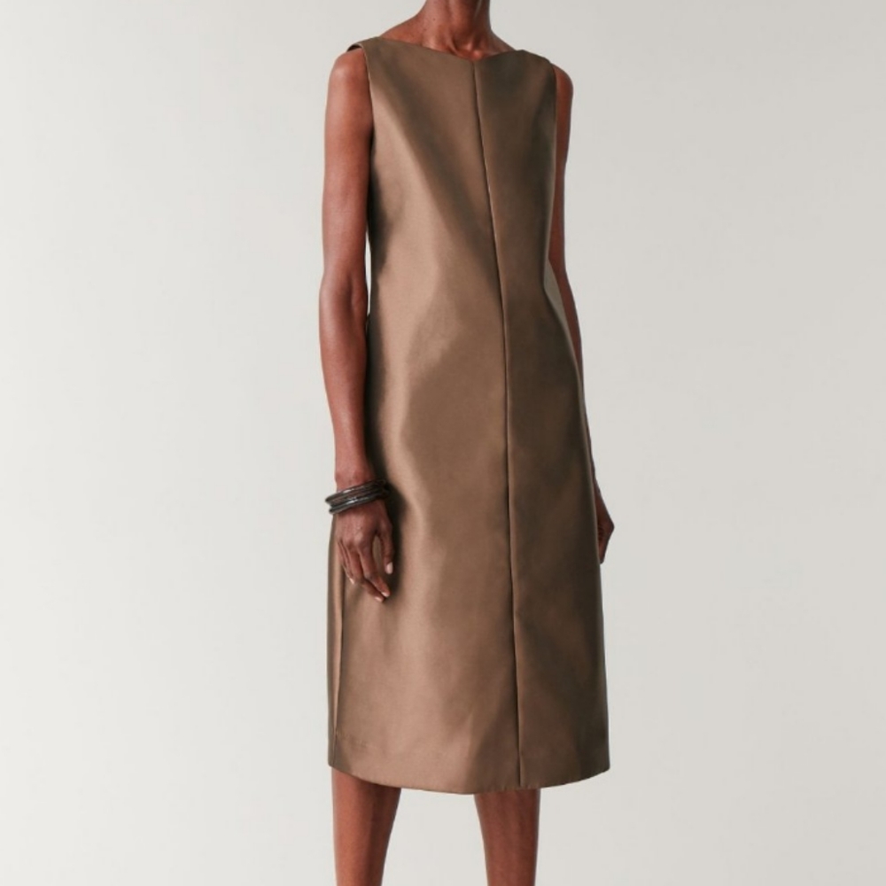 NWT COS Metallic Bronze Midi Dress Size 4